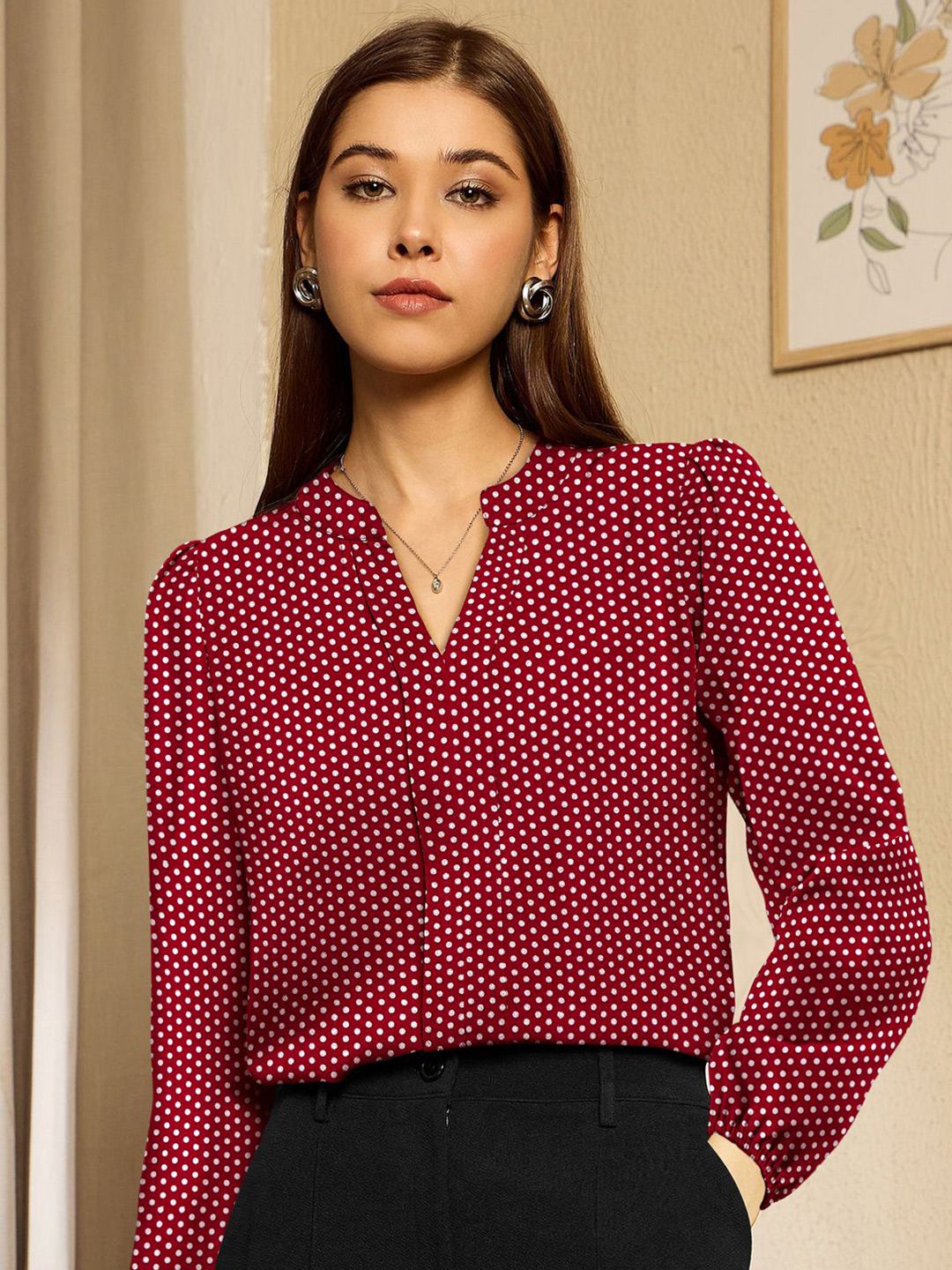 BAESD Women Polka Dot Printed Georgette Top-picture-14