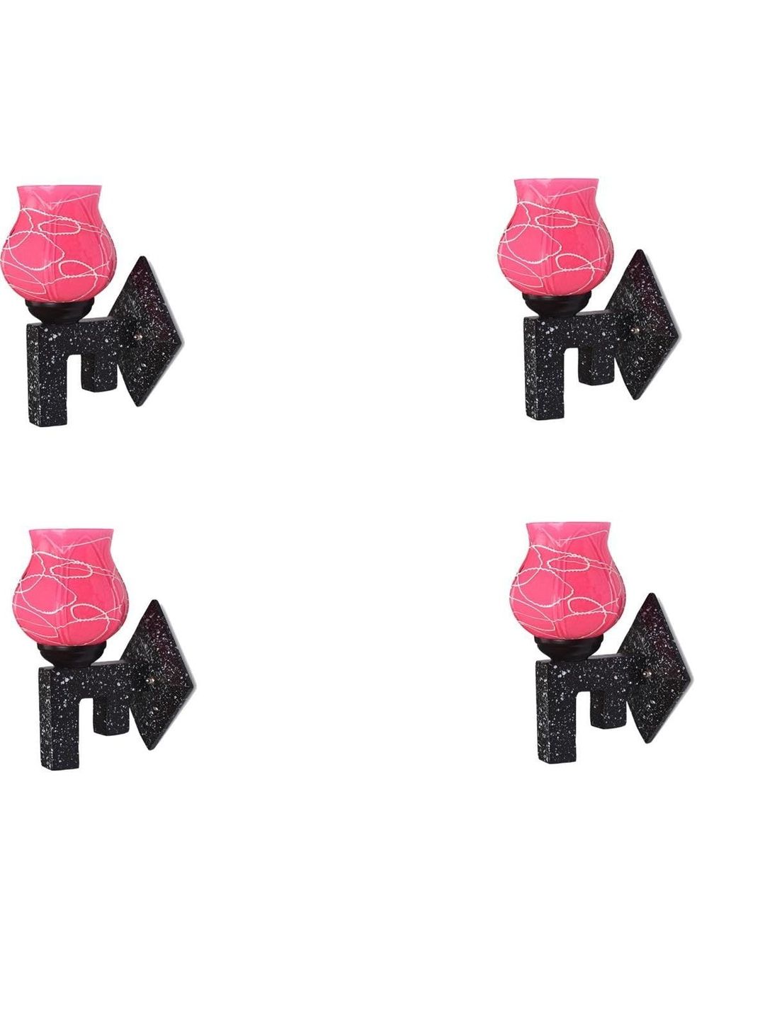 1ST TIME Pack of 4 Pink & White Glass Traditional Cylinder Shaped Wall Lamps-picture-14