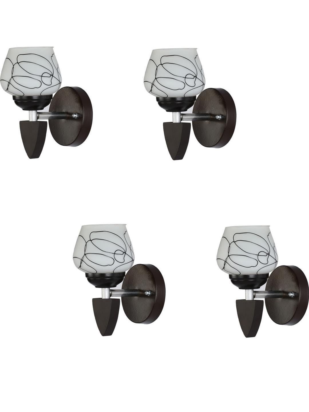 1ST TIME Pack Of 4 Black & White Glass Traditional Spherical Shaped Wall Lamp-picture-35