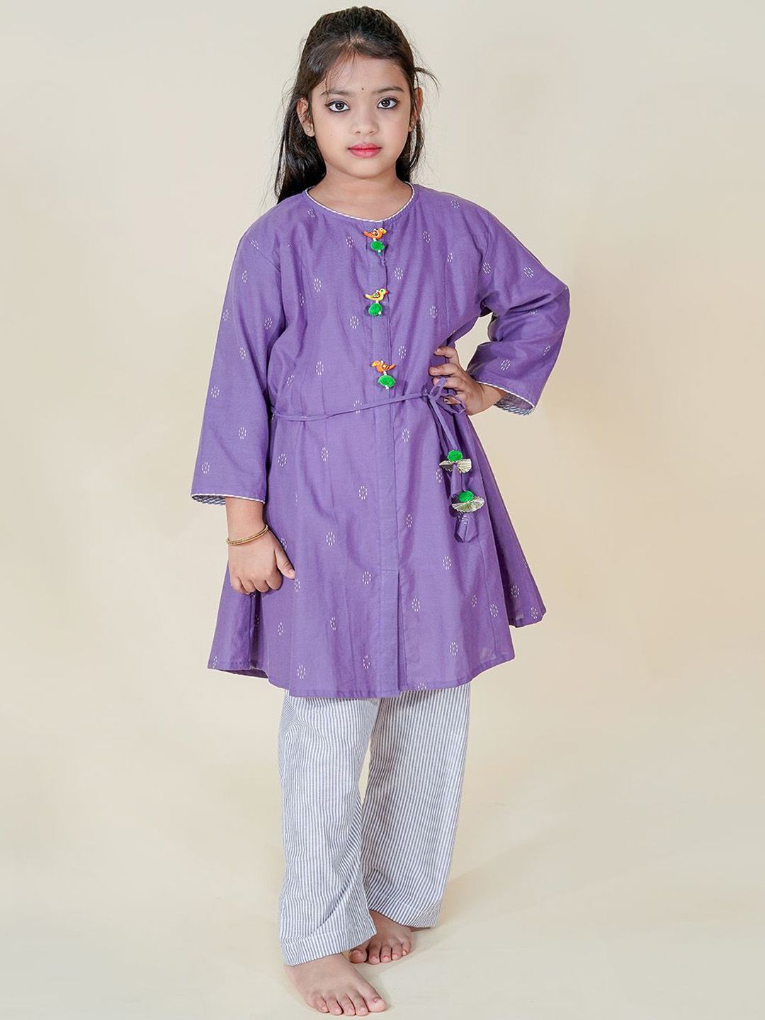 Sangria Girl Purple Pure Cotton Kurta Sets-picture-16
