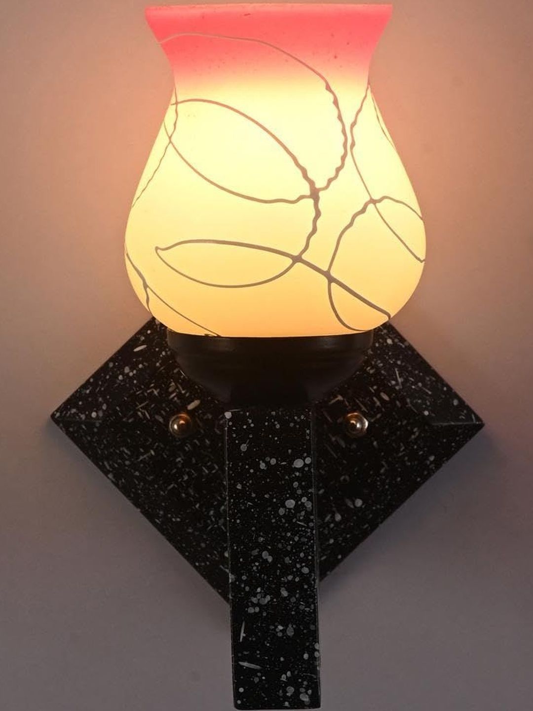 1ST TIME Pink & White Printed Glass Wall Lamp-picture-33