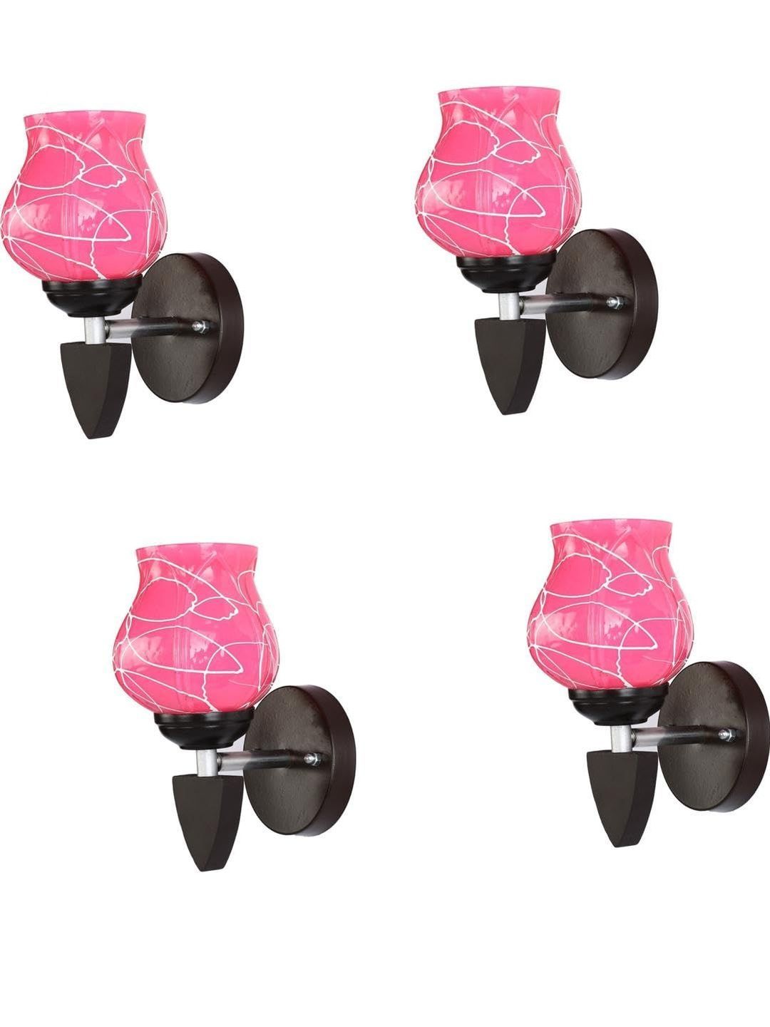 1ST TIME Set Of 4 Pink & White Glass Wall Lamp-picture-12