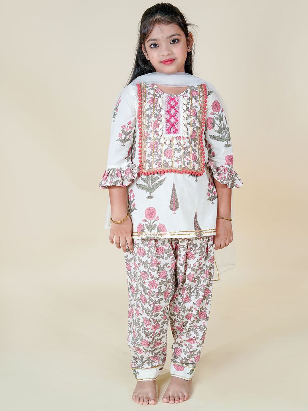 Sangria Girls Floral Printed Regular Pure Cotton Kurta with Salwar & With Dupatta-picture-33