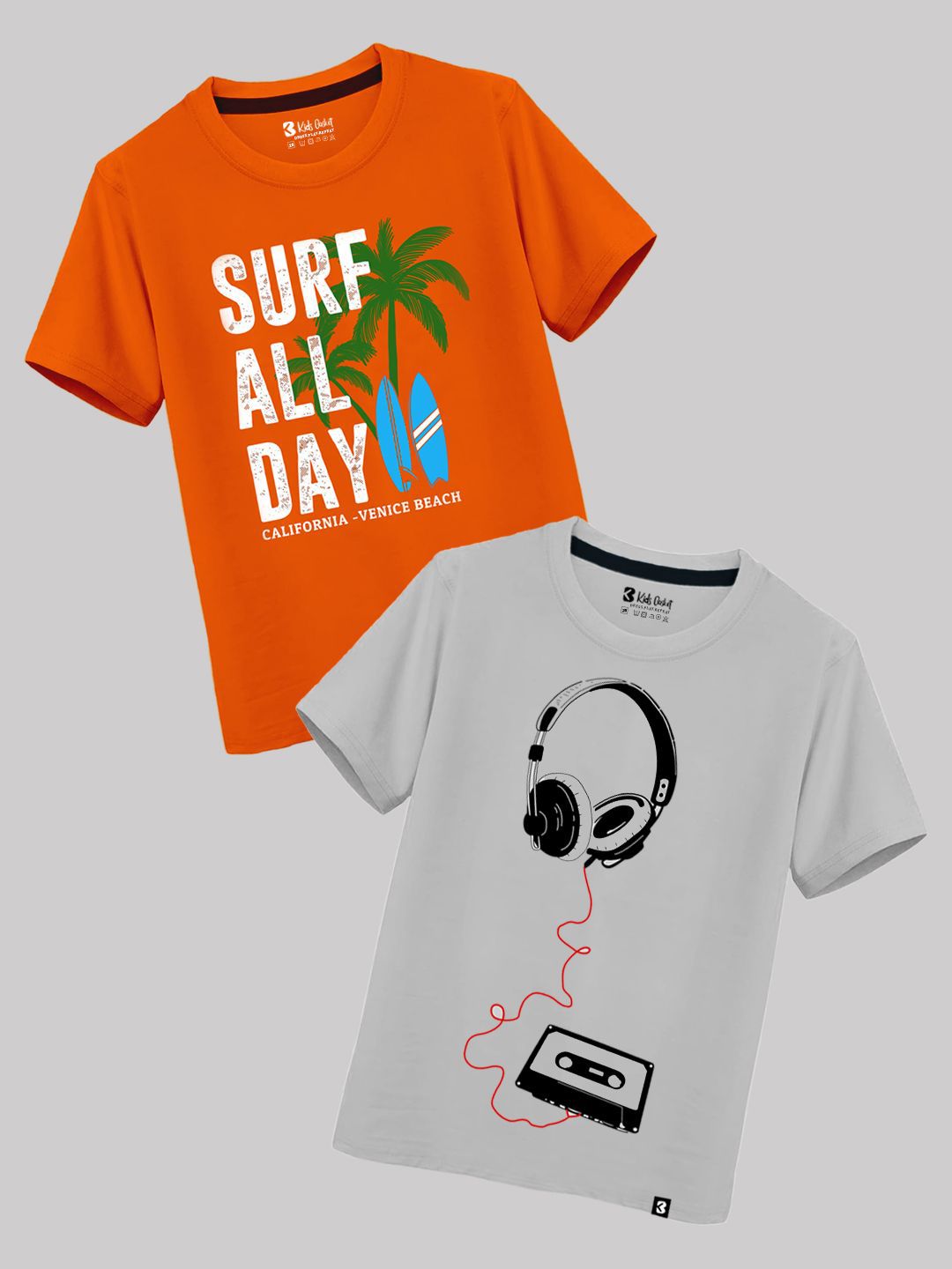 Kids Basket Boys Pack Of 2 Graphic Printed Short Sleeves Cotton T-shirts-picture-30