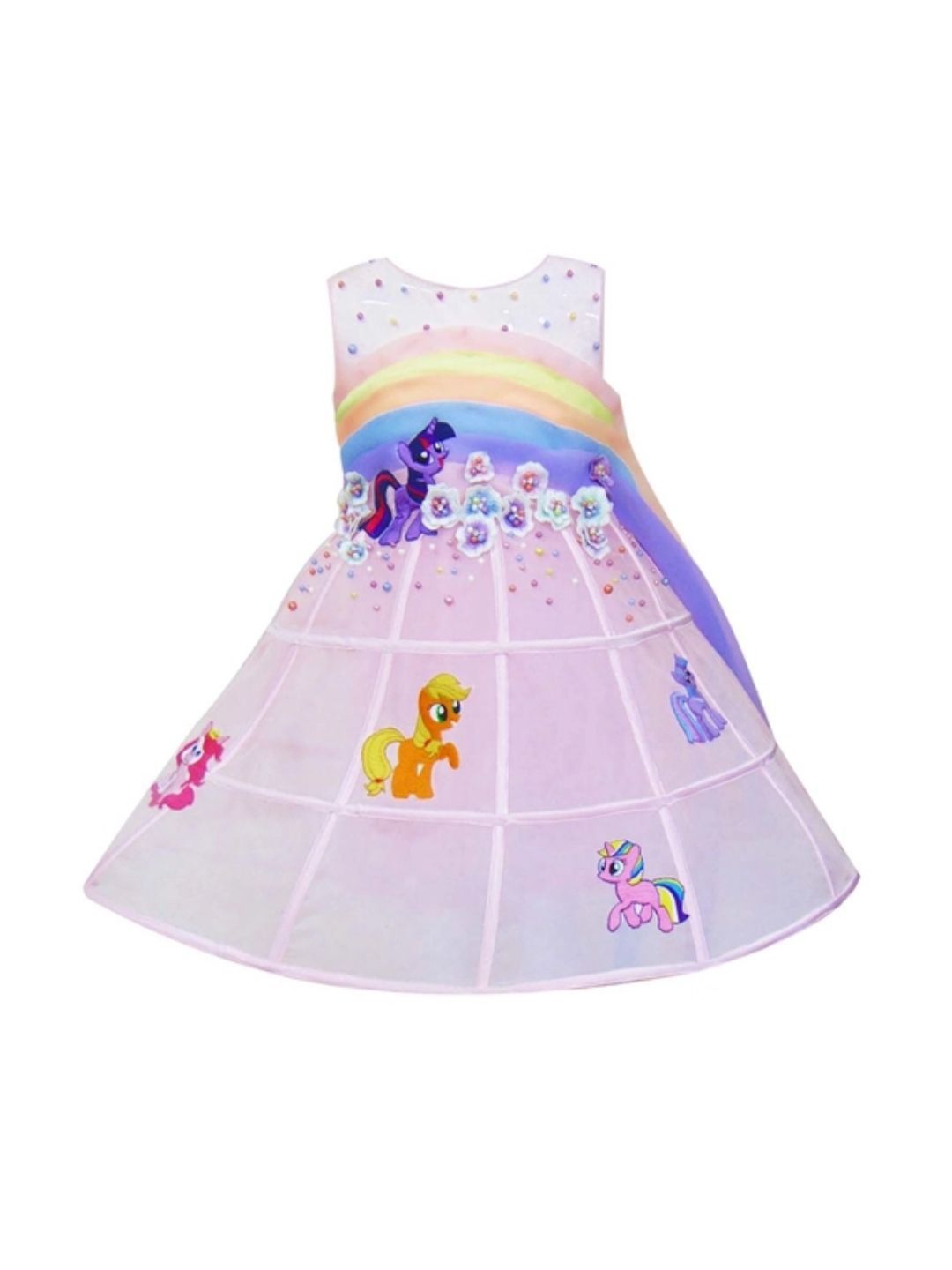 Divalicious Girls Graphic Printed Embellished Sleeveless Fit and Flare Dress-picture-44