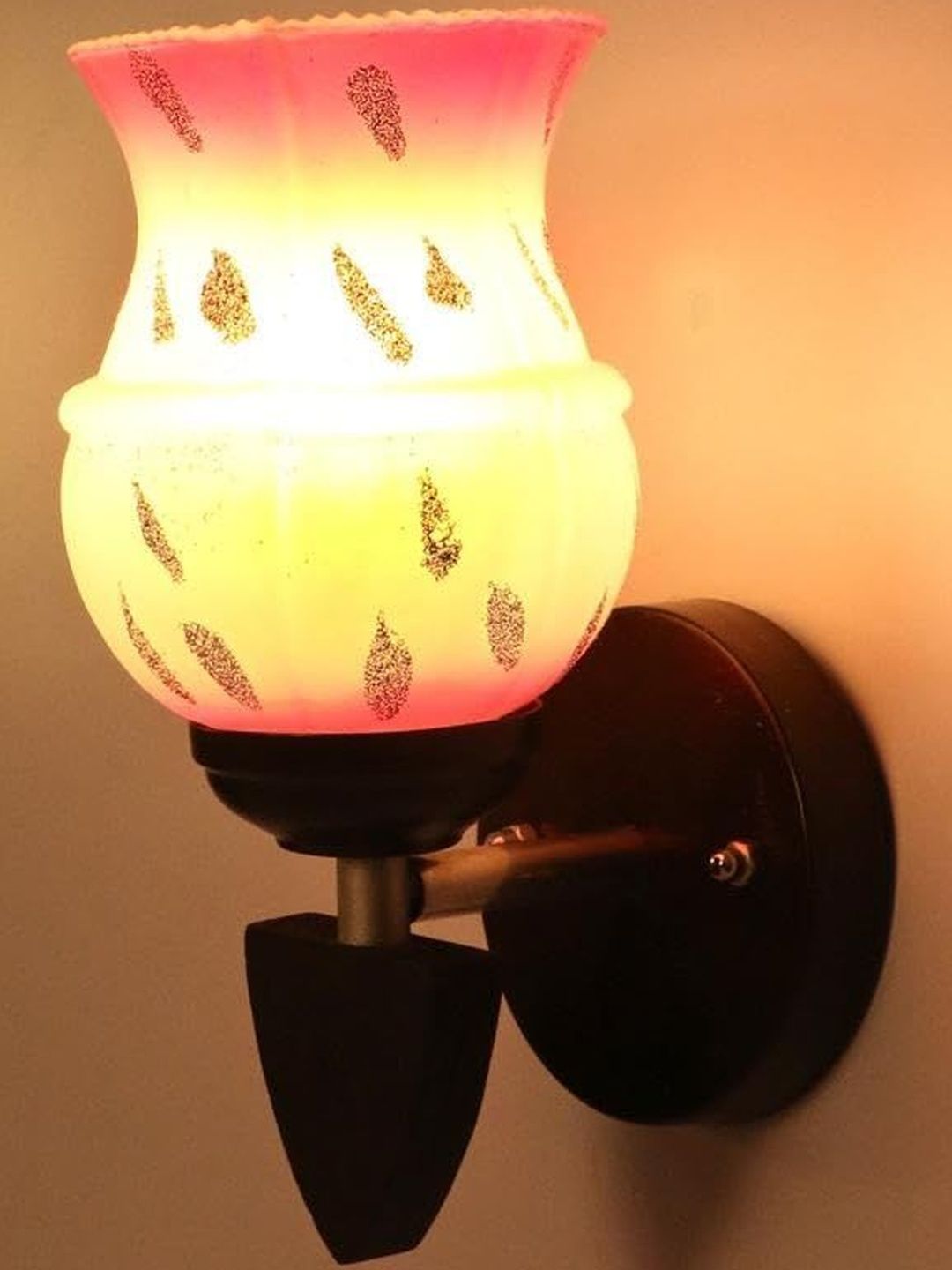 1ST TIME Pink & White Printed Glass Frustum Shaped Wall Lamp-picture-38