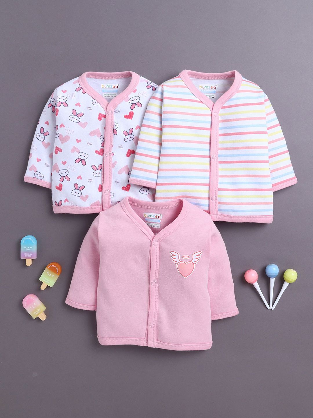 BUMZEE Infant Girls Pack Of 3 Printed Cotton Long Sleeves Jhablas-picture-20