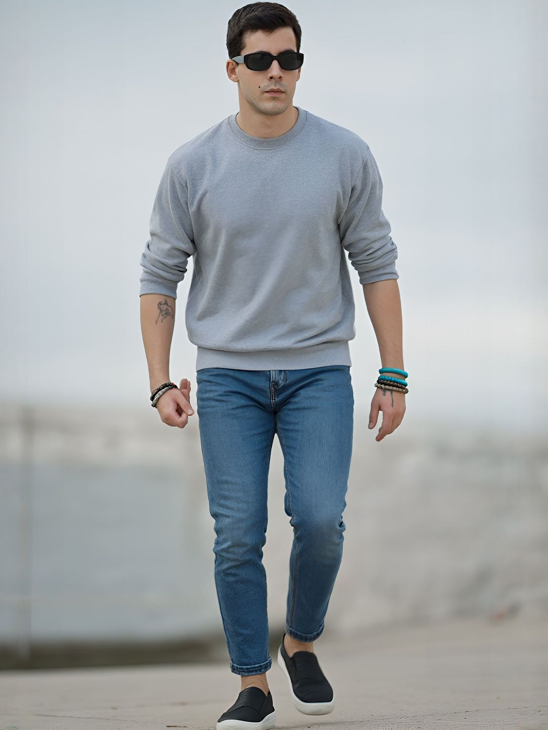 Moda Rapido Men Grey Melange Solid Sweatshirts-picture-30