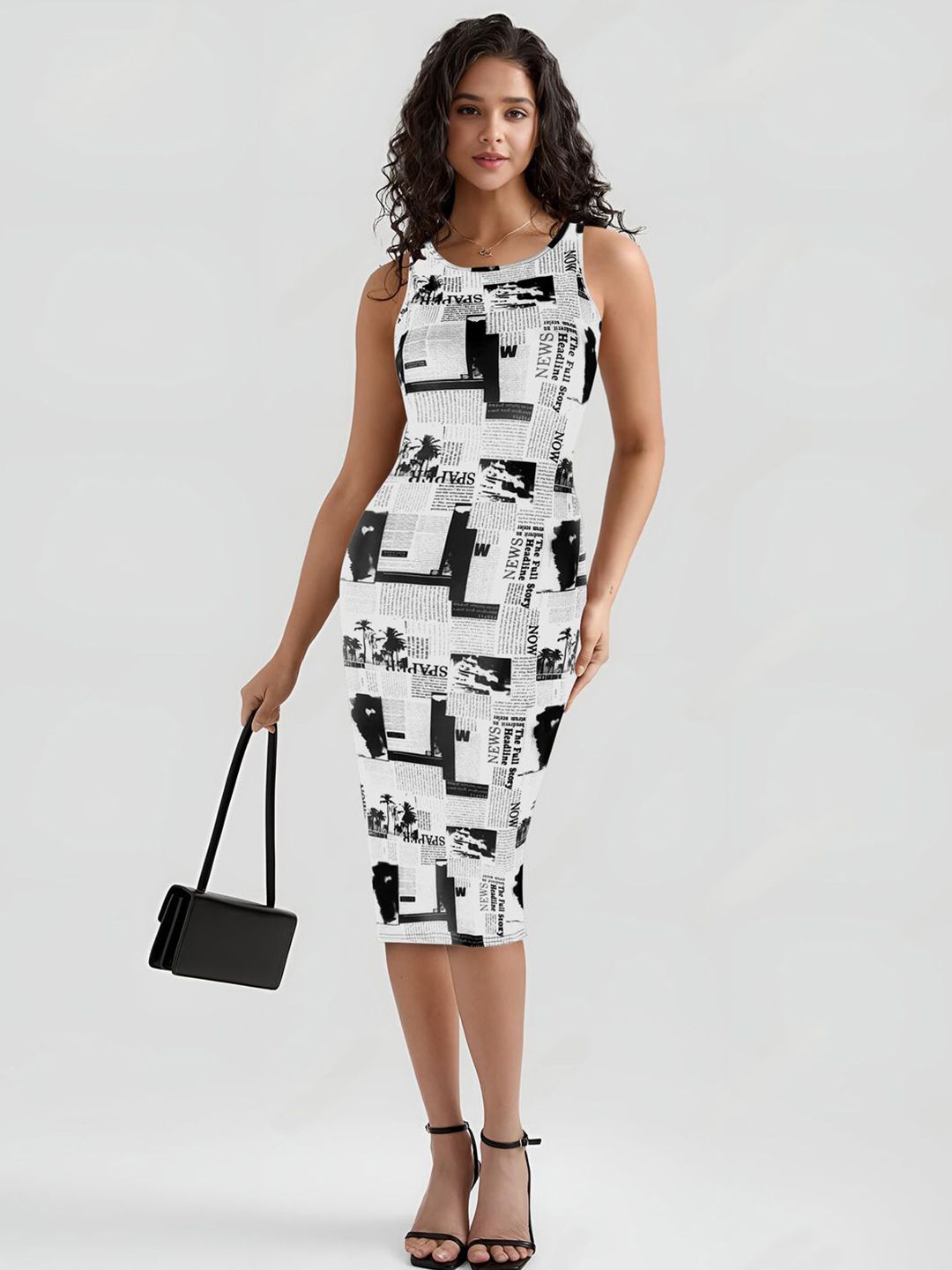 BAESD Women Typography Printed Sleeveless Bodycon Dress-picture-41