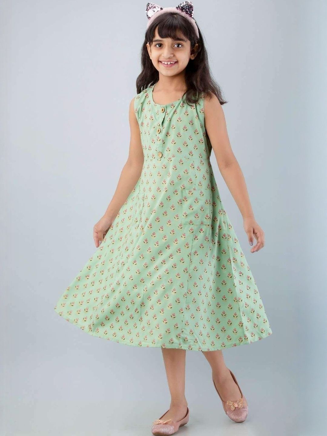 DMP EXPORT Girls Green Cotton Kurtas-picture-8