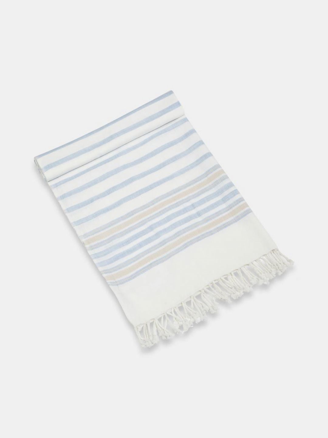 Fabindia Gaurav Gamcha Blue & White Striped 120 GSM Cotton Hand Towel-picture-11