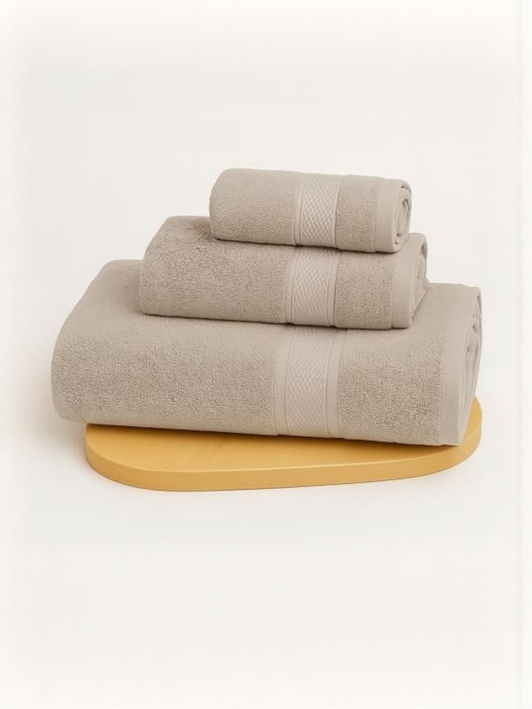 Dollar Pack Of 3 Cream 600 GSM Terry Cotton Bath Towels-picture-19