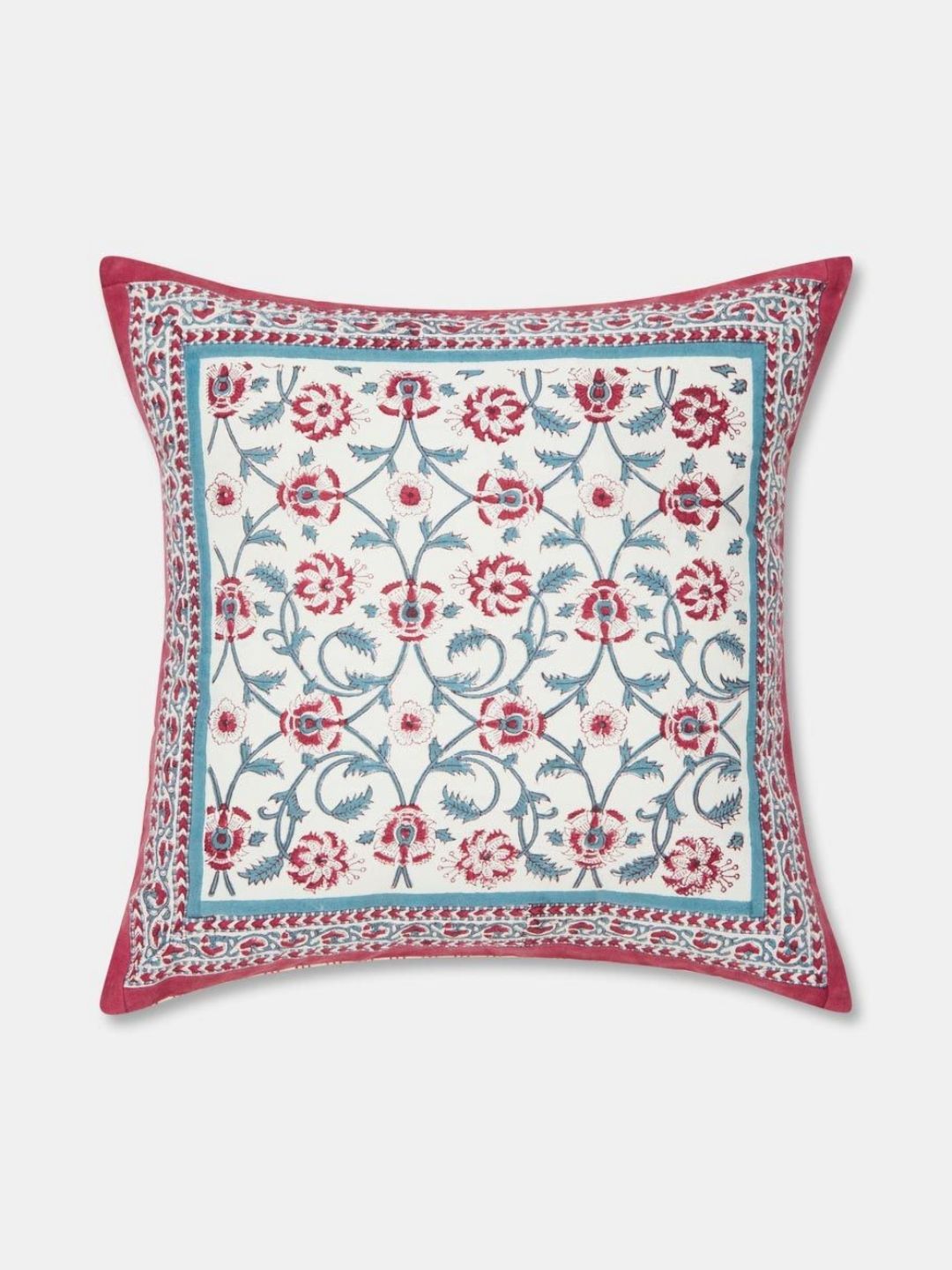 Fabindia Nazm Red & White Ethnic Motifs Cotton Square Cushion Covers-picture-40