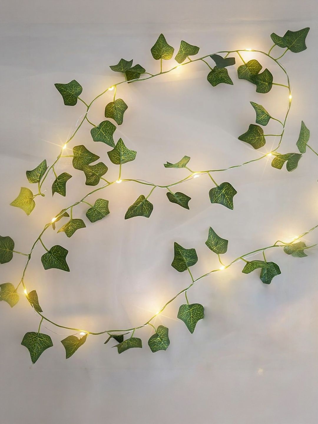 Decorcity Green Set of 2 Money Plant Leaf Garland Vine for Home Diwali with 20 LED-picture-46