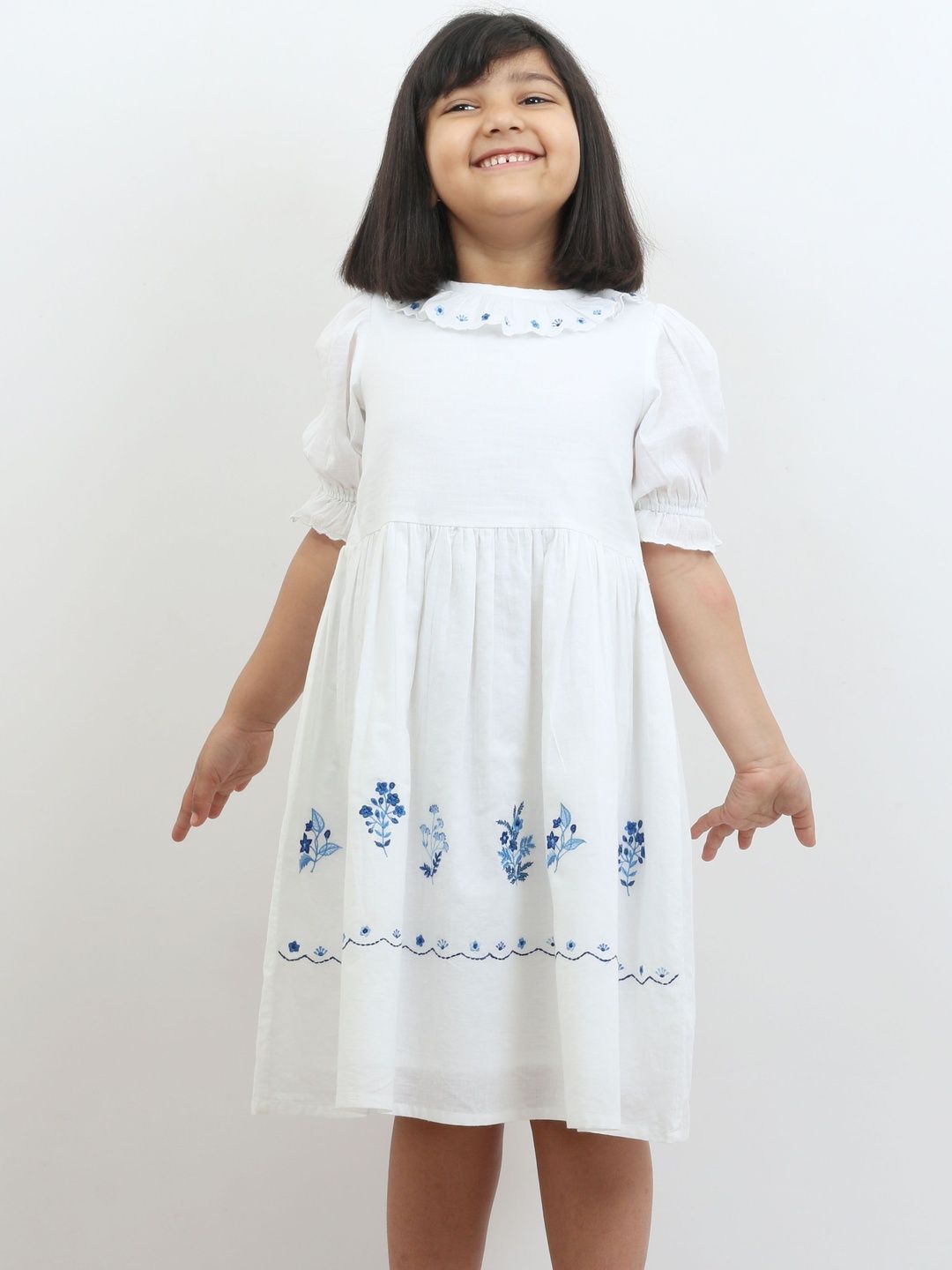 Sangria Puff Sleeve Fit & Flare Dress