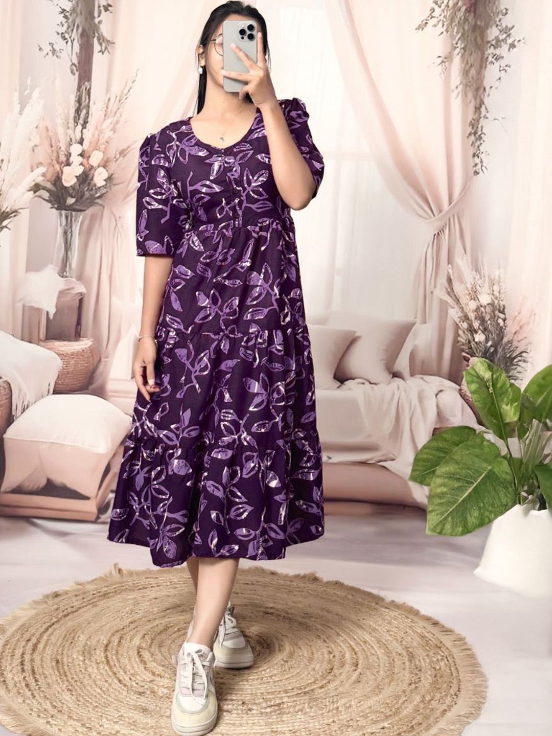 BAESD Women Floral Print Fit & Flare Maxi Dress-picture-19