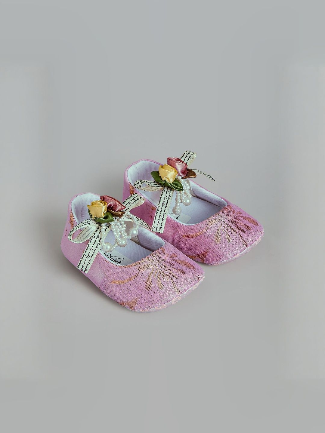 Hopscotch Kids Girls Pink Cotton Booties
