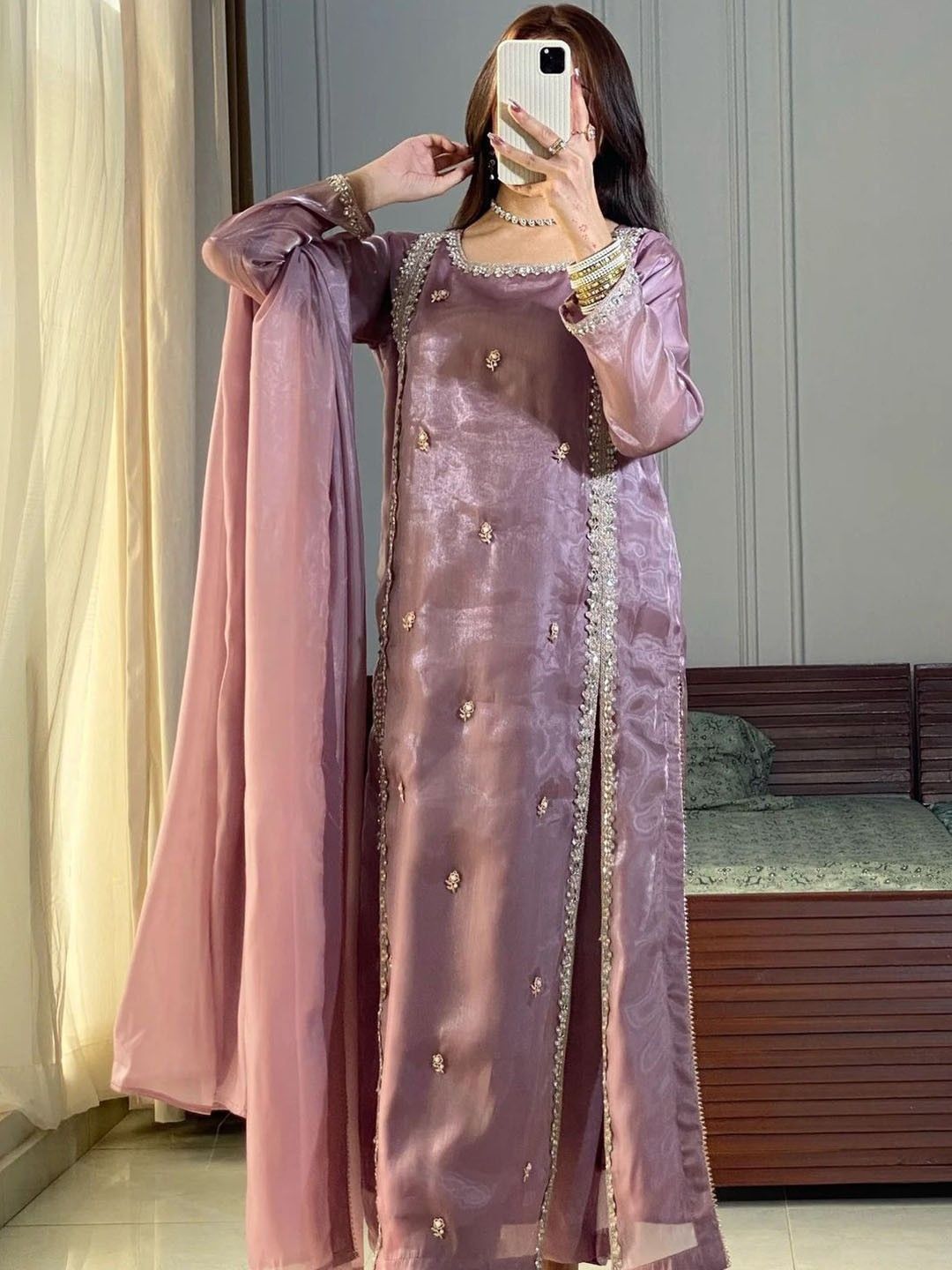 krisha fashion Women Solid Embroidered Kurta with Trousers & Dupatta-image-47