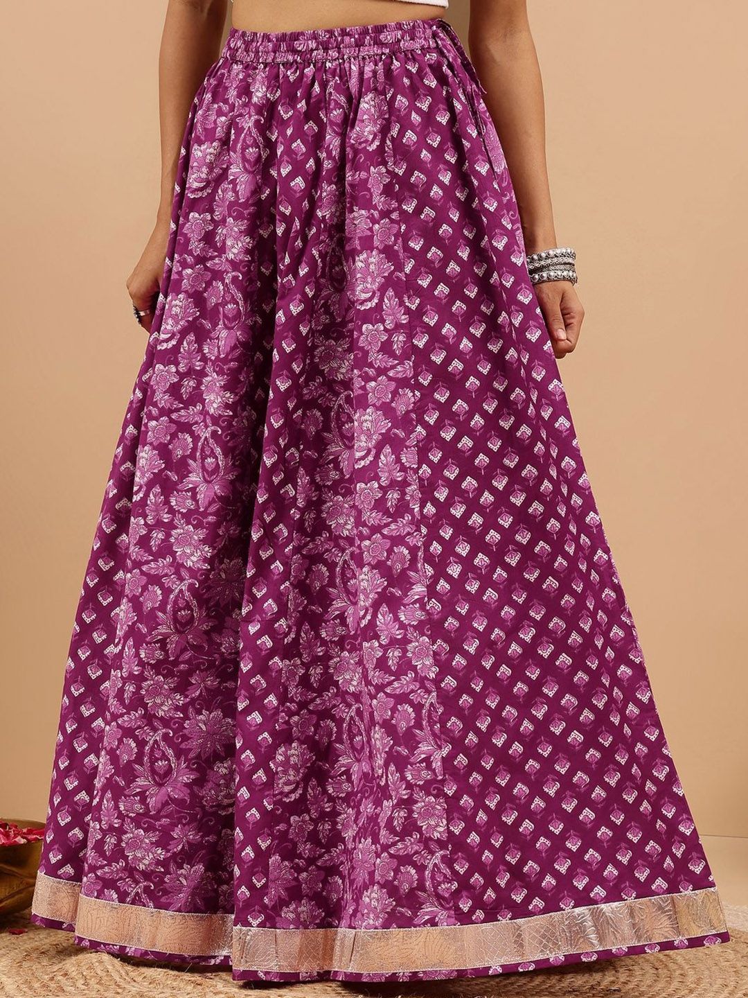 Janasya Printed Pure Cotton Flared MaxiSkirt-picture-41