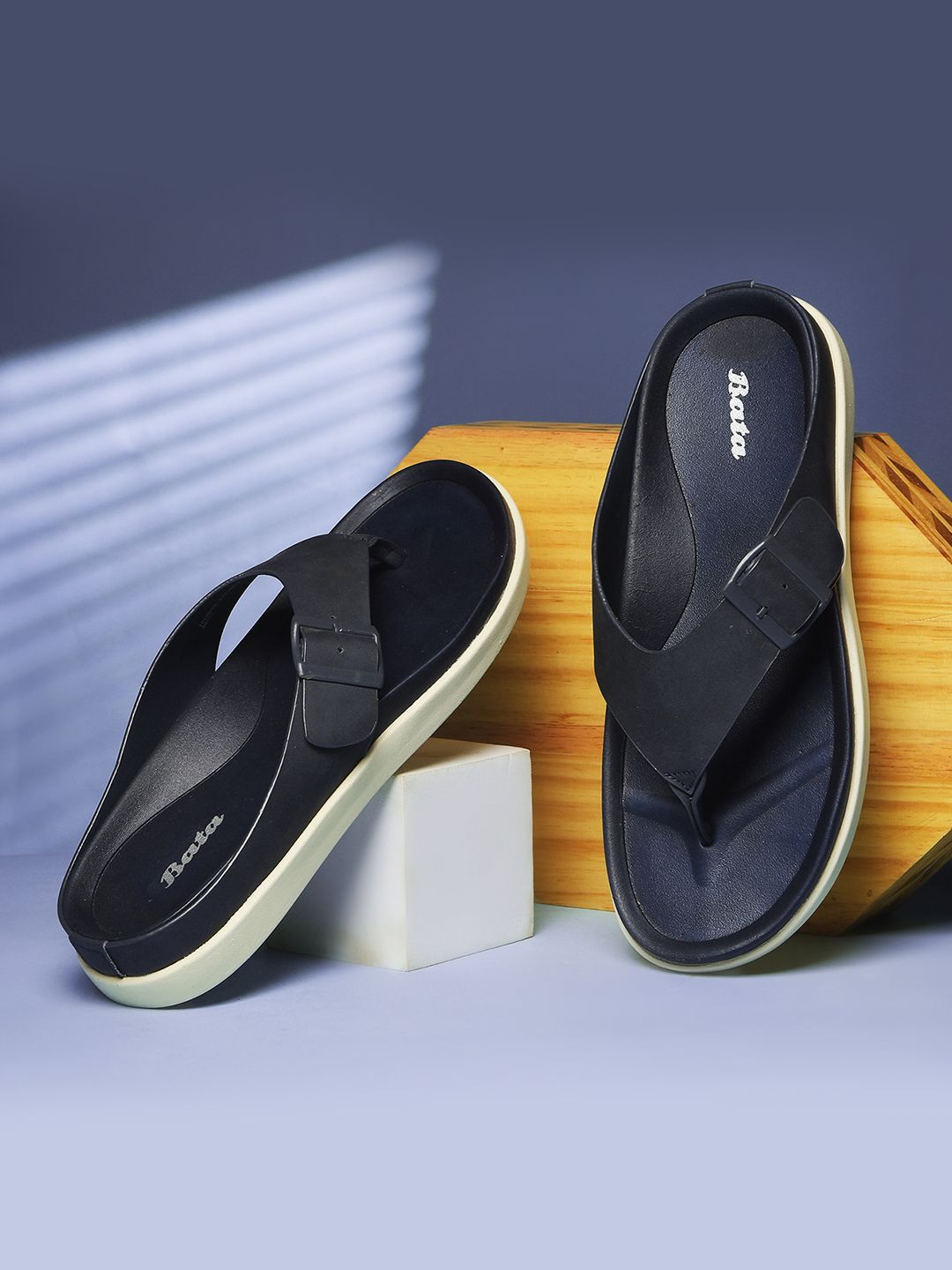 Bata Men Open Toe Thong Flip-Flops with Buckle-picture-32