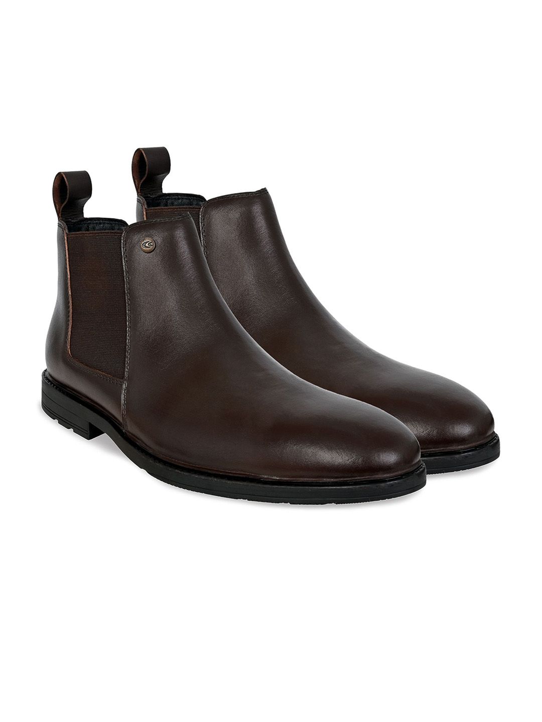 Allen Cooper Men Textured Leather Anti-Skid Block-Heeled Chelsea Boots-picture-12