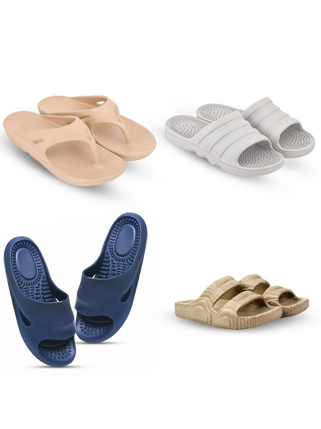Feel alive Men Set of 4 Textured Slip-On Flip Flops-picture-12