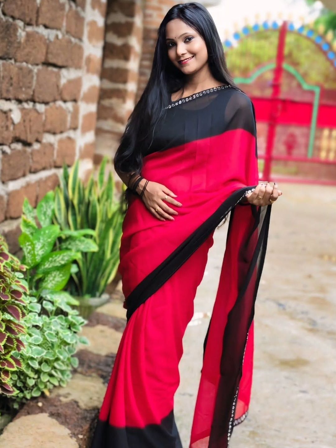 Moda Rapido Colourblocked Poly Georgette Designer Saree-picture-20