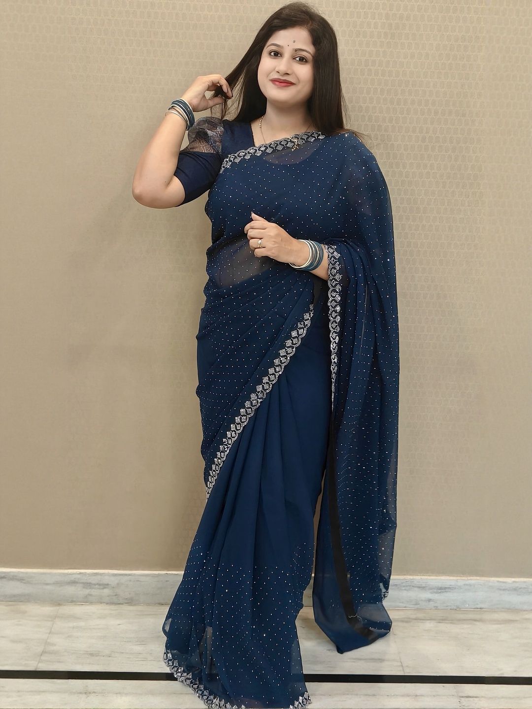 Moda Rapido Embellished Sequinned Poly Georgette Heavy Work Saree-picture-32