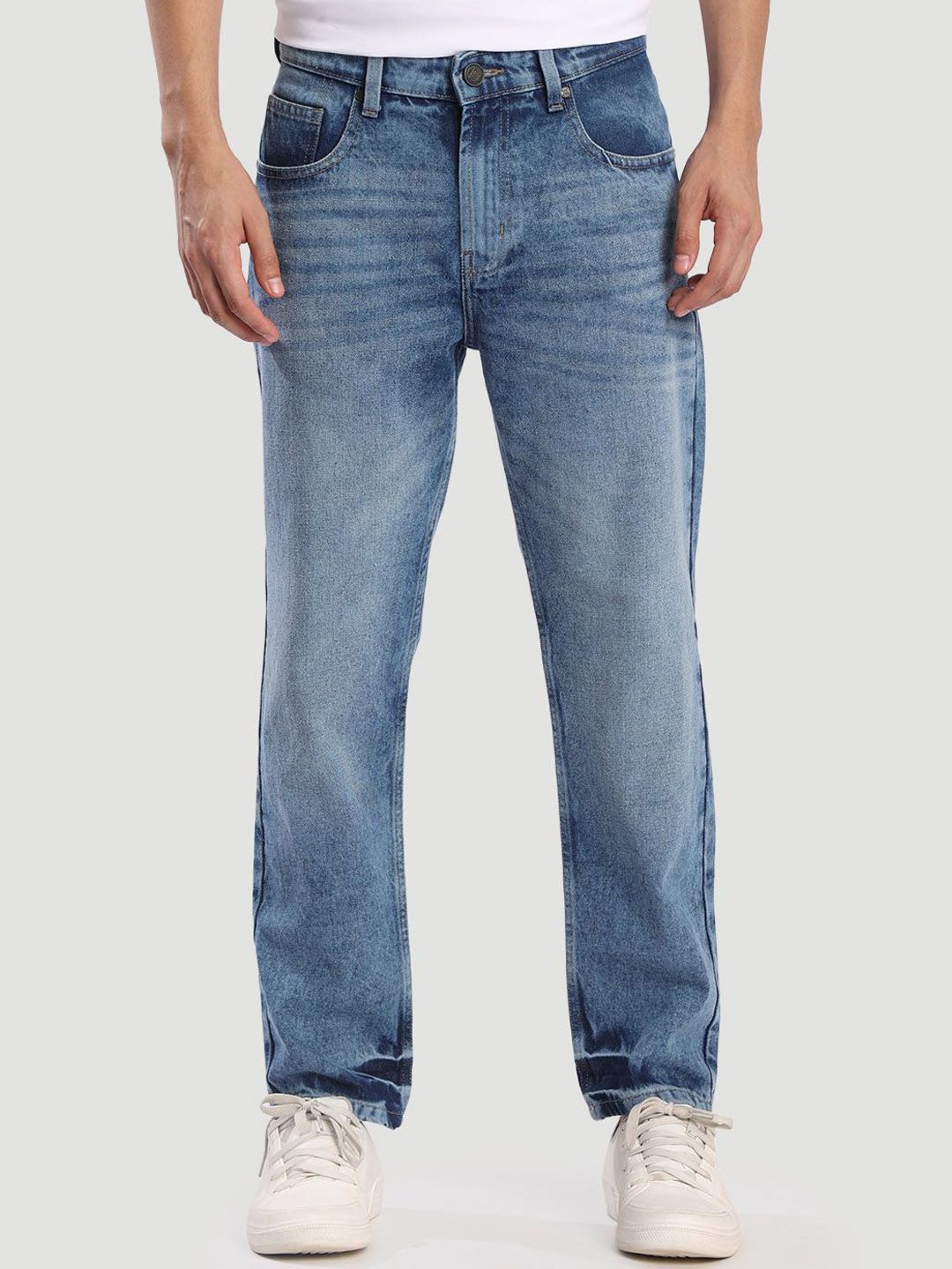 Bene Kleed Men Cotton Relaxed Fit Mid-Rise Light Fade Jeans-picture-40