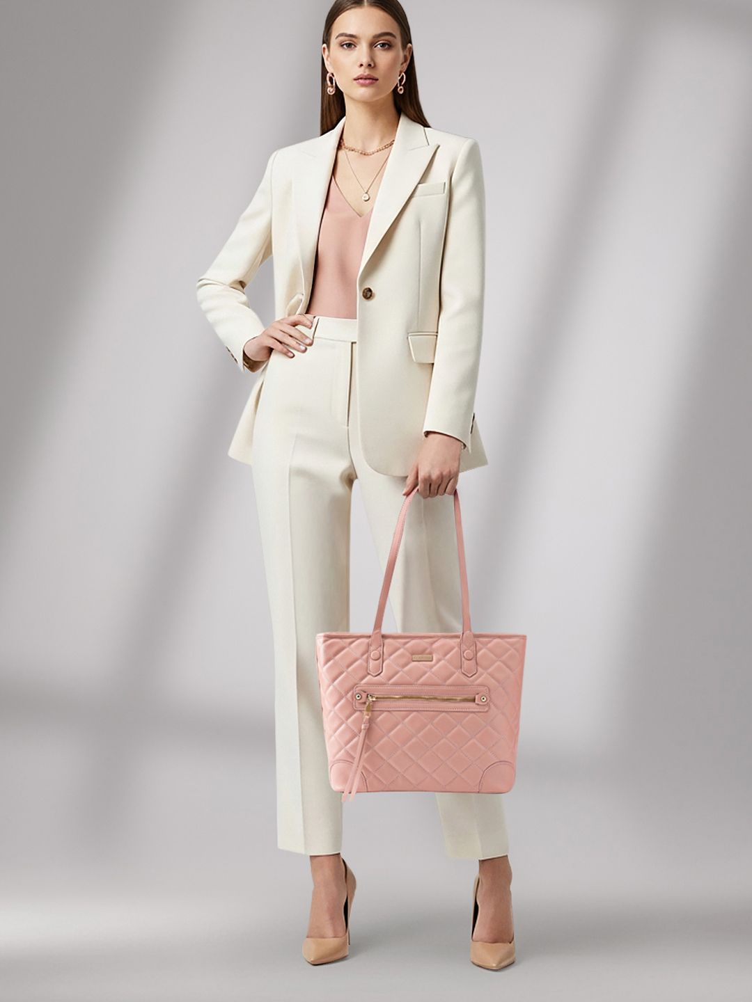 Mast & Harbour Textured Structured Shoulder Bag with Quilted-picture-35