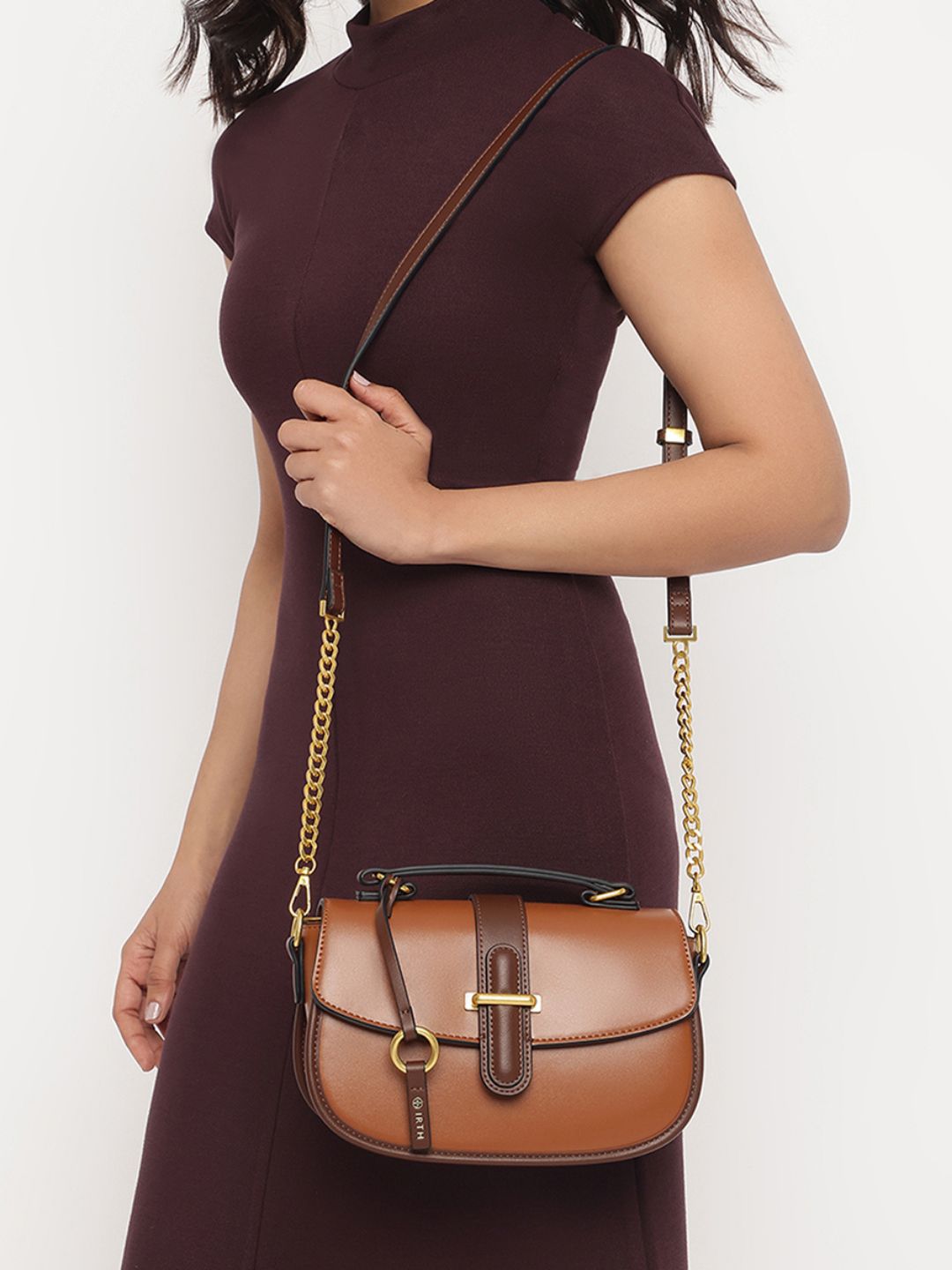 IRTH by House of Titan Solid Structured Satchel-image-24
