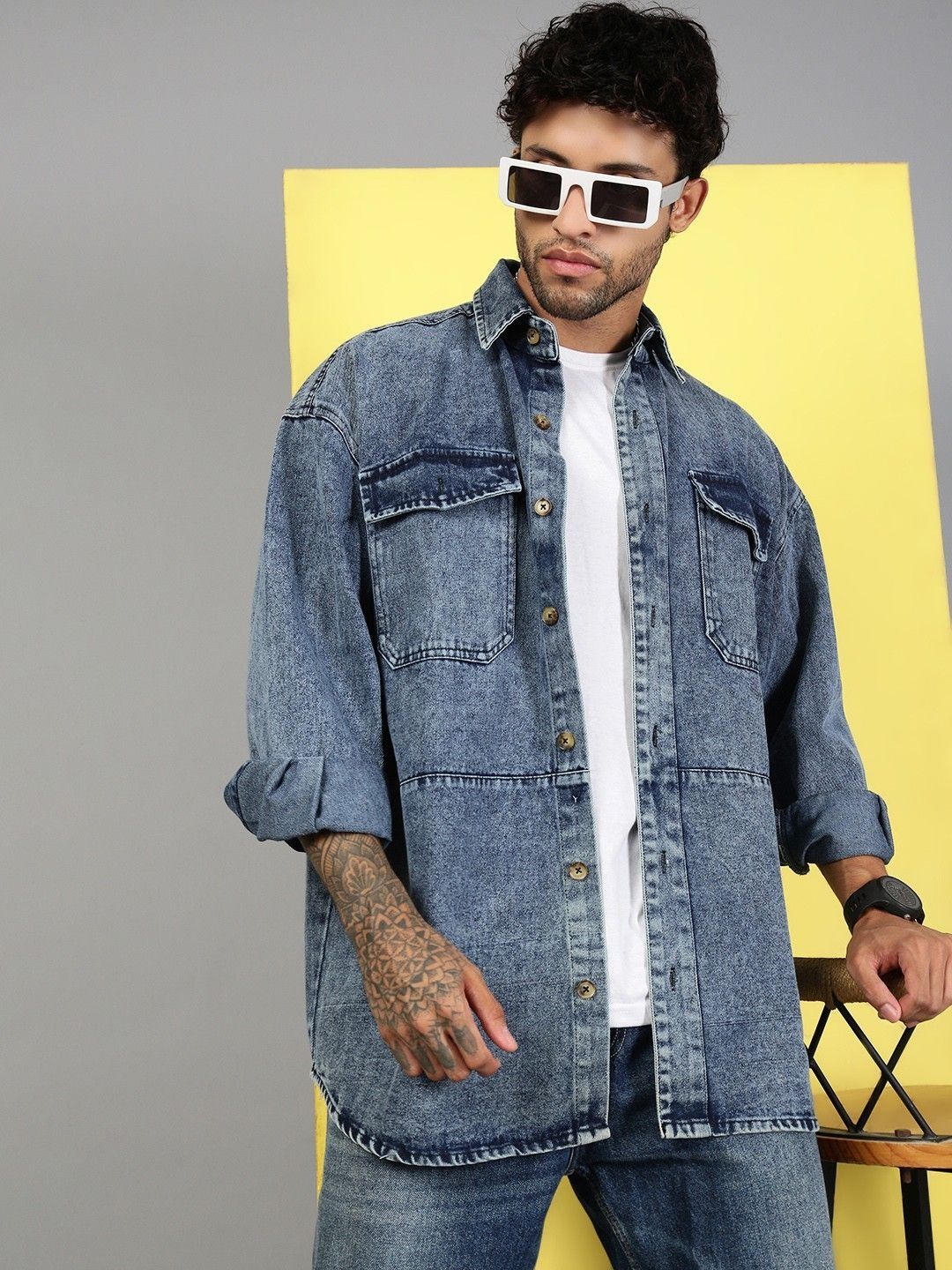 VOXATI Men Oversized Denim Shirt-picture-32