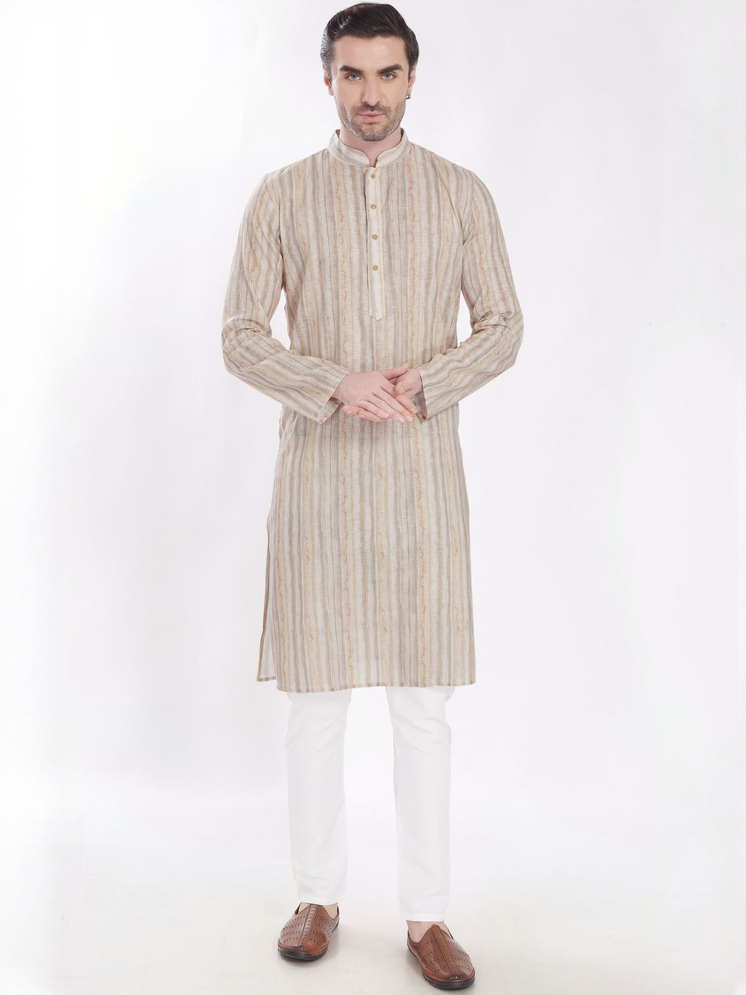 PulseIQ Men Geometric Printed Regular Fit Long Kurta-picture-28