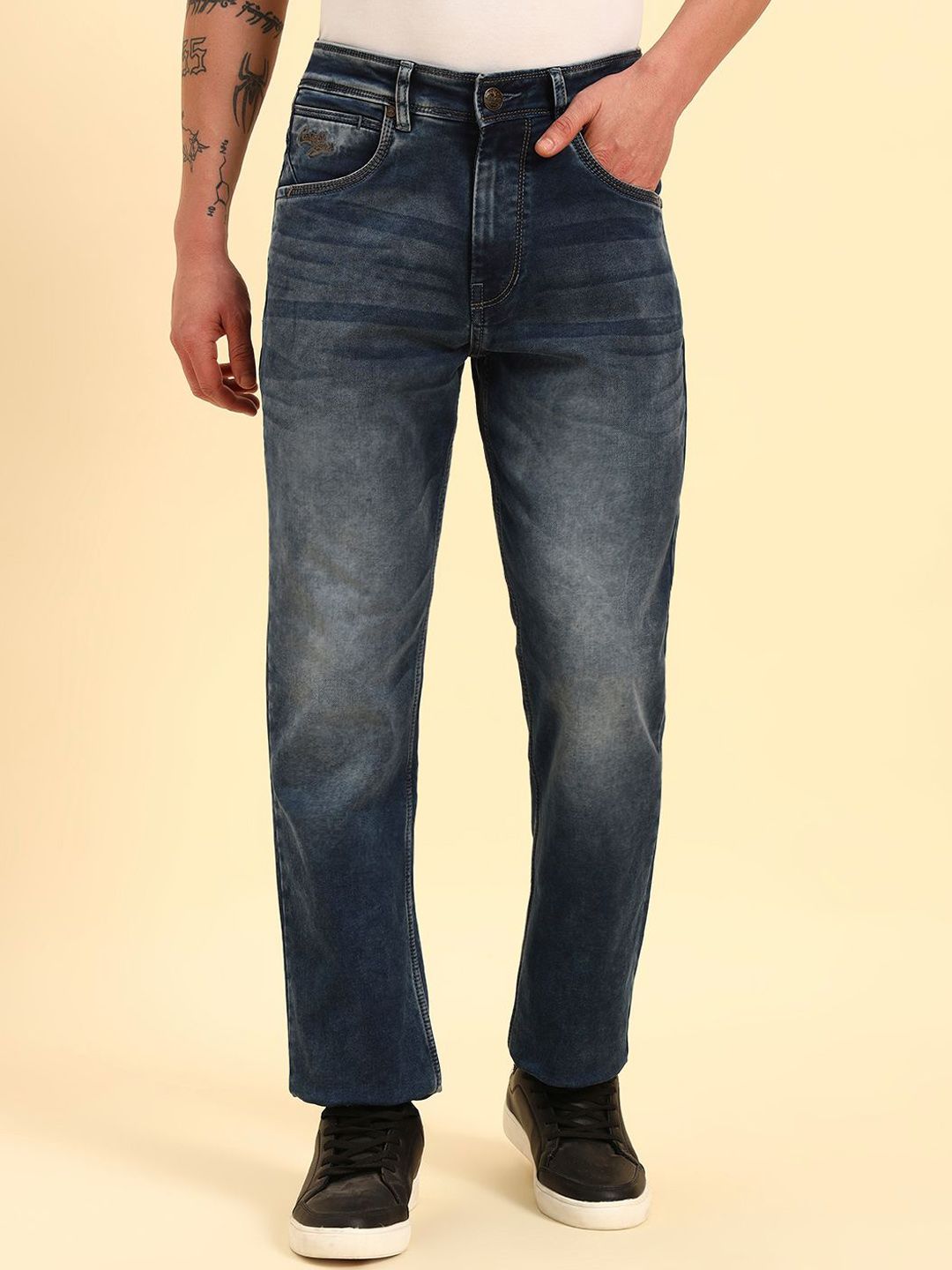 Cantabil Men Comfort Regular Fit Mid-Rise Light Fade Stretchable Jeans-picture-19