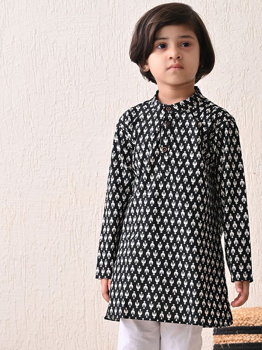 BAESD Boys Pure Cotton Full Sleeves Printed Kurta Pyjama Set-picture-32