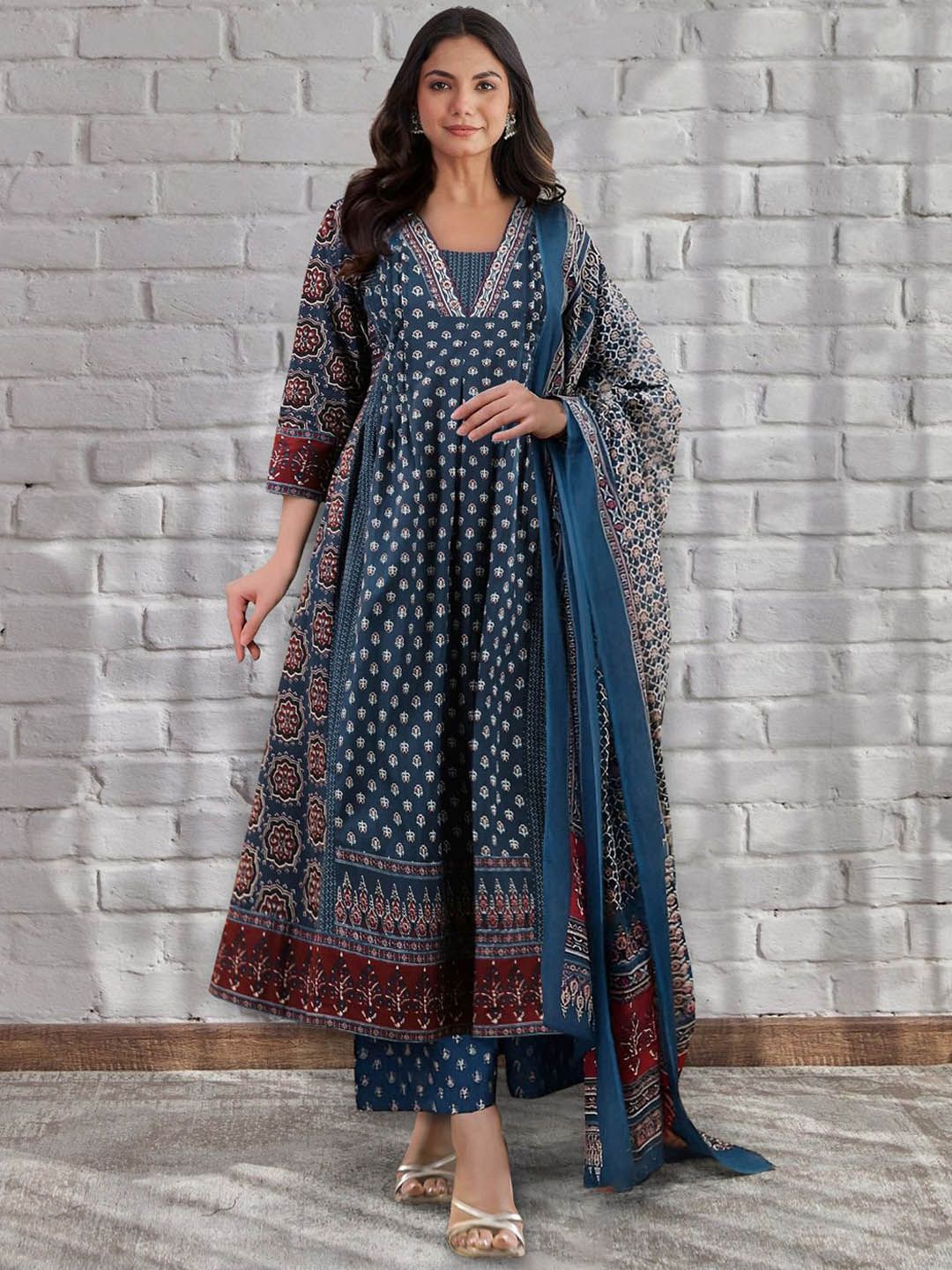 BAESD Women Ethnic Motifs Printed Anarkali Kurta with Palazzos & Dupatta-picture-18