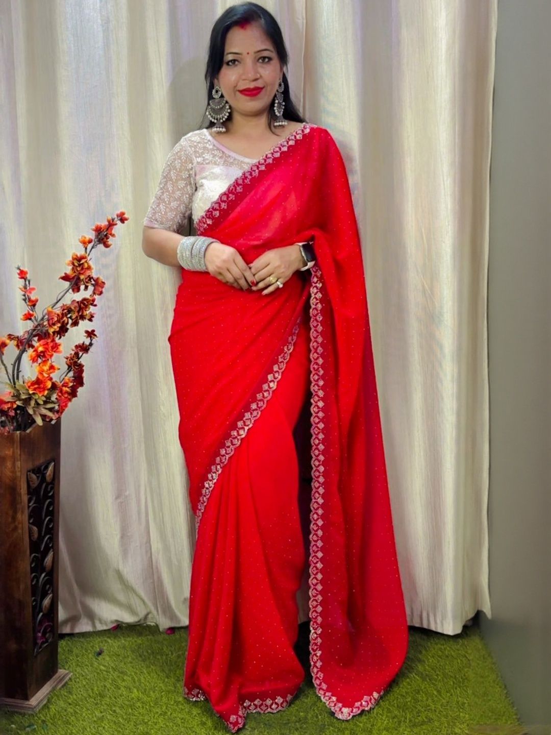 Moda Rapido Embellished Sequinned Poly Georgette Heavy Work Saree-picture-14