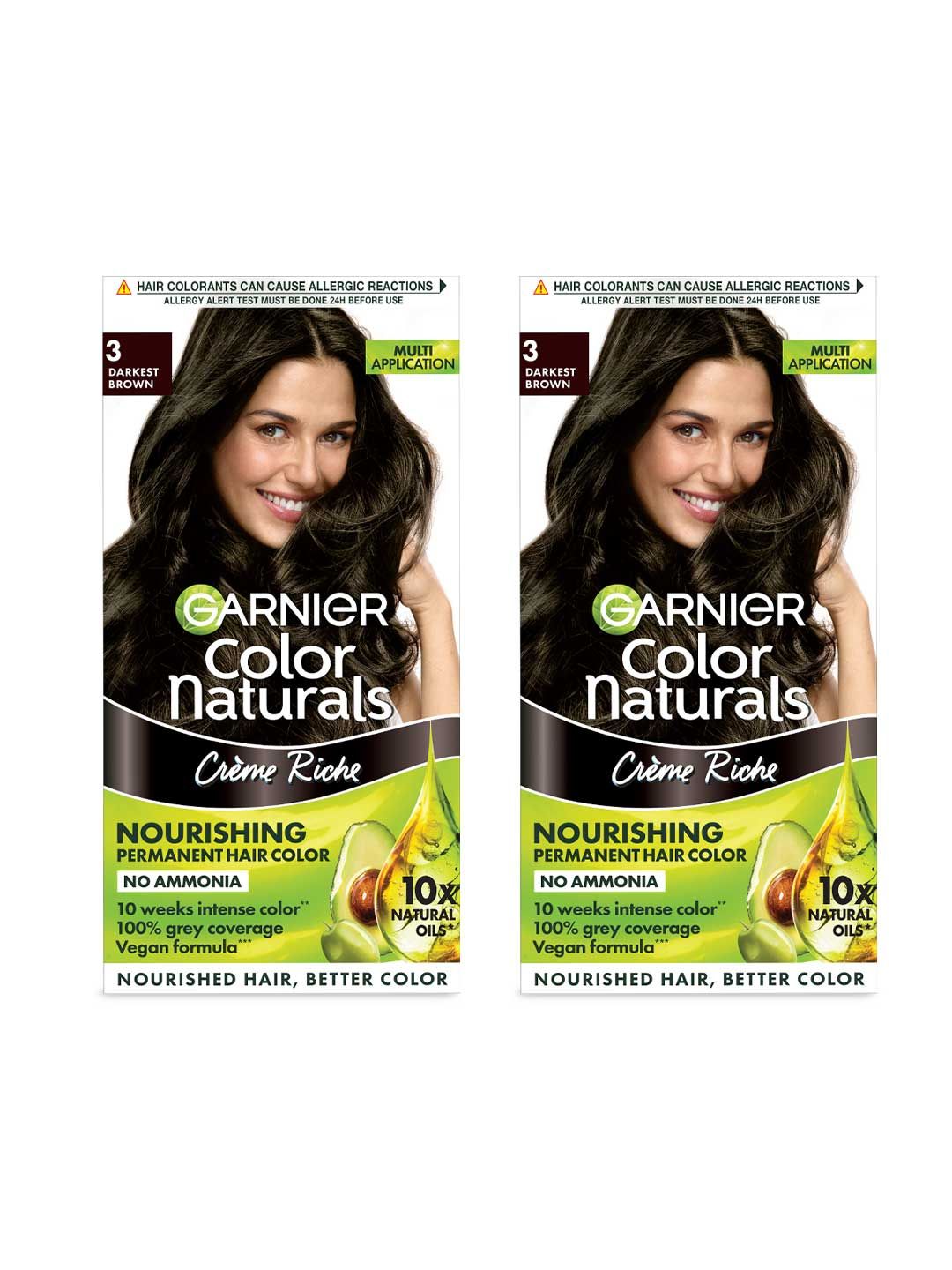 Garnier Set of 2 Color Naturals Nourishing Permanent Hair Color - Darkest Brown 3