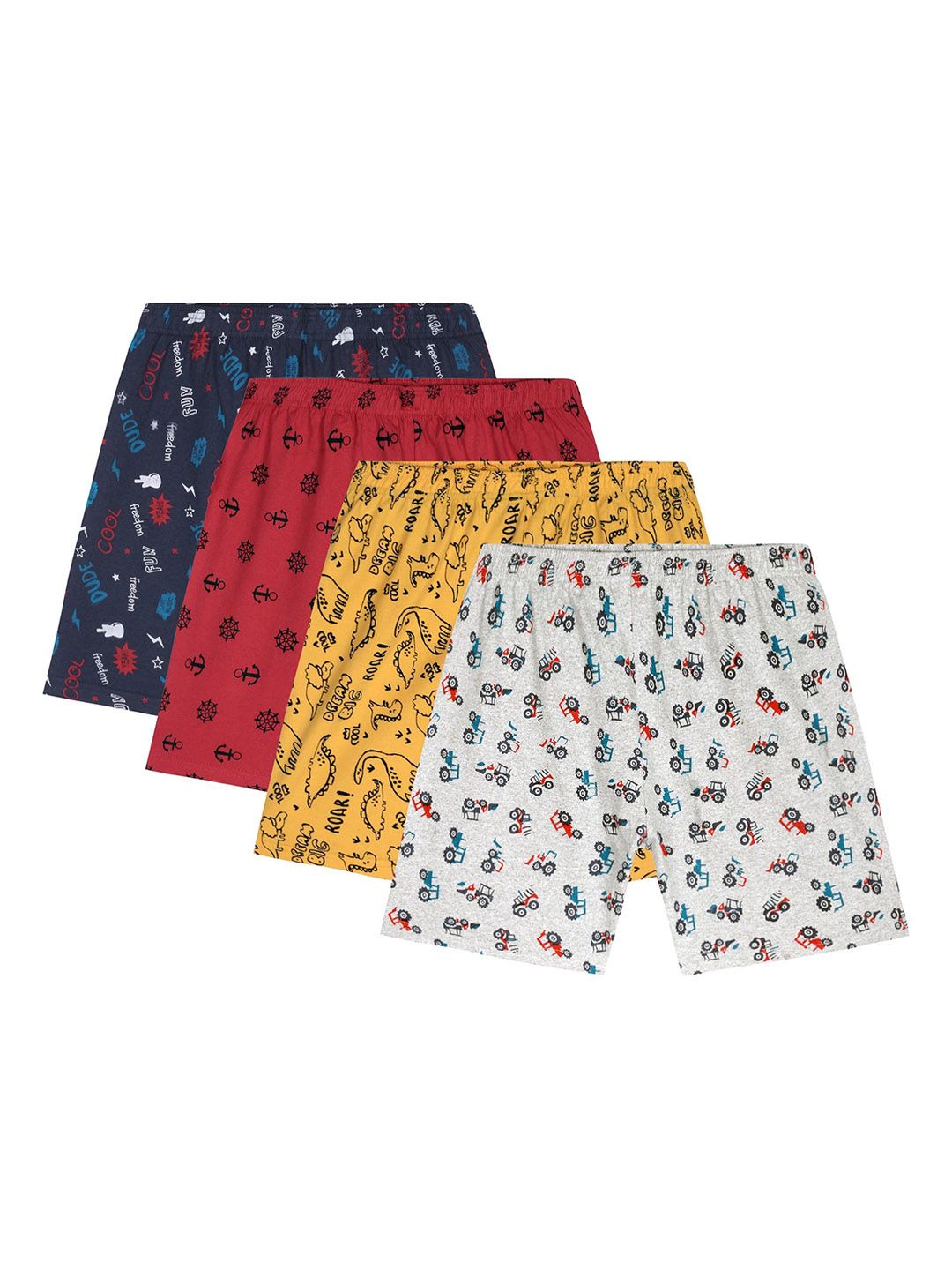 FASLA Boys Pack of 4 Printed Pure Cotton Mid-Rise Outdoor Shorts-picture-31