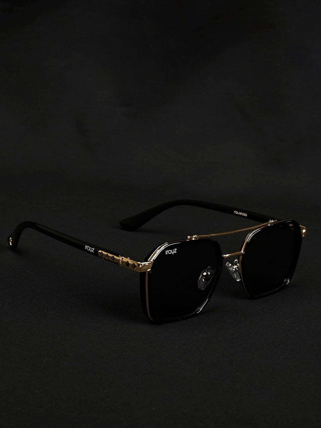 Irayz Men Square Sunglasses with Polarised and UV Protected Lens NK0039-Gold-picture-28