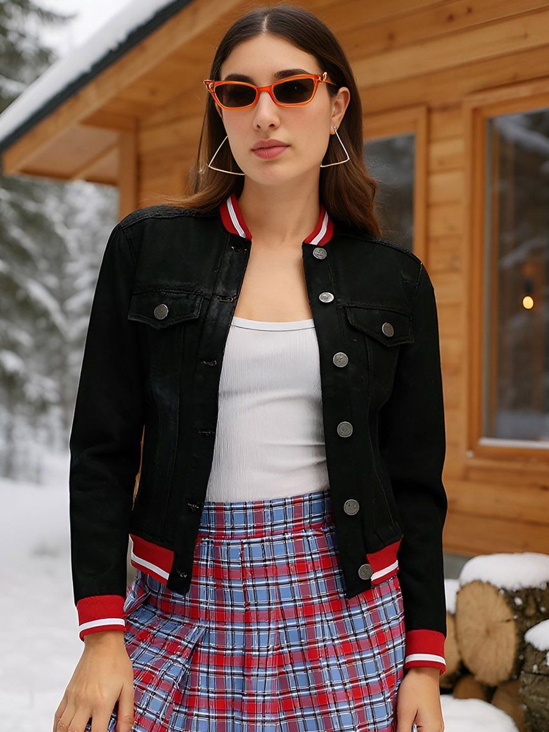 Campus Sutra Women Mock Collar Solid Lightweight Bomber Jacket-image-45