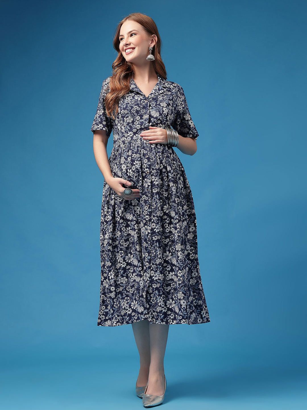 House Of Zelena Women Maternity Zipless Dress-image-37