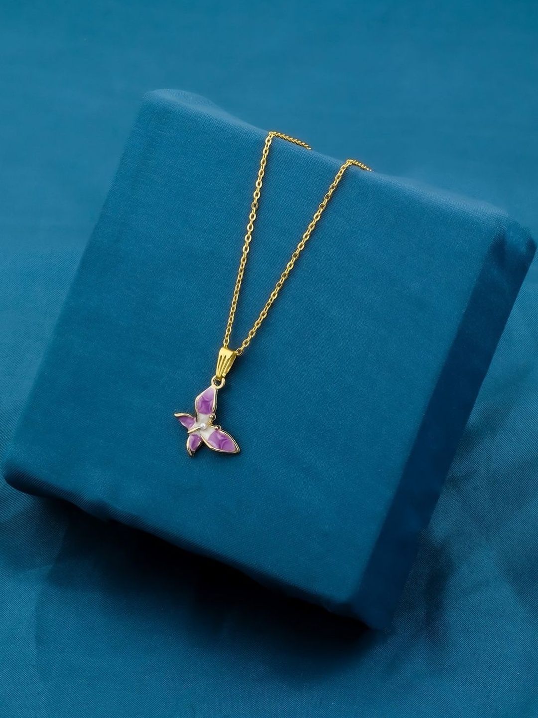 DressBerry Women Purple and Pink Butterfly Necklace-image-45