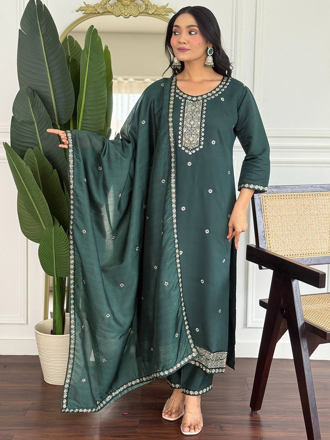 BAESD Women Ethnic Motifs Printed Kurta with Trousers & Dupatta-picture-35