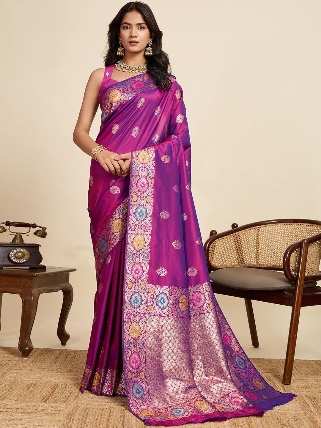 VS MALL Woven Design Zari Art Silk Heavy Work Paithani Saree-picture-22