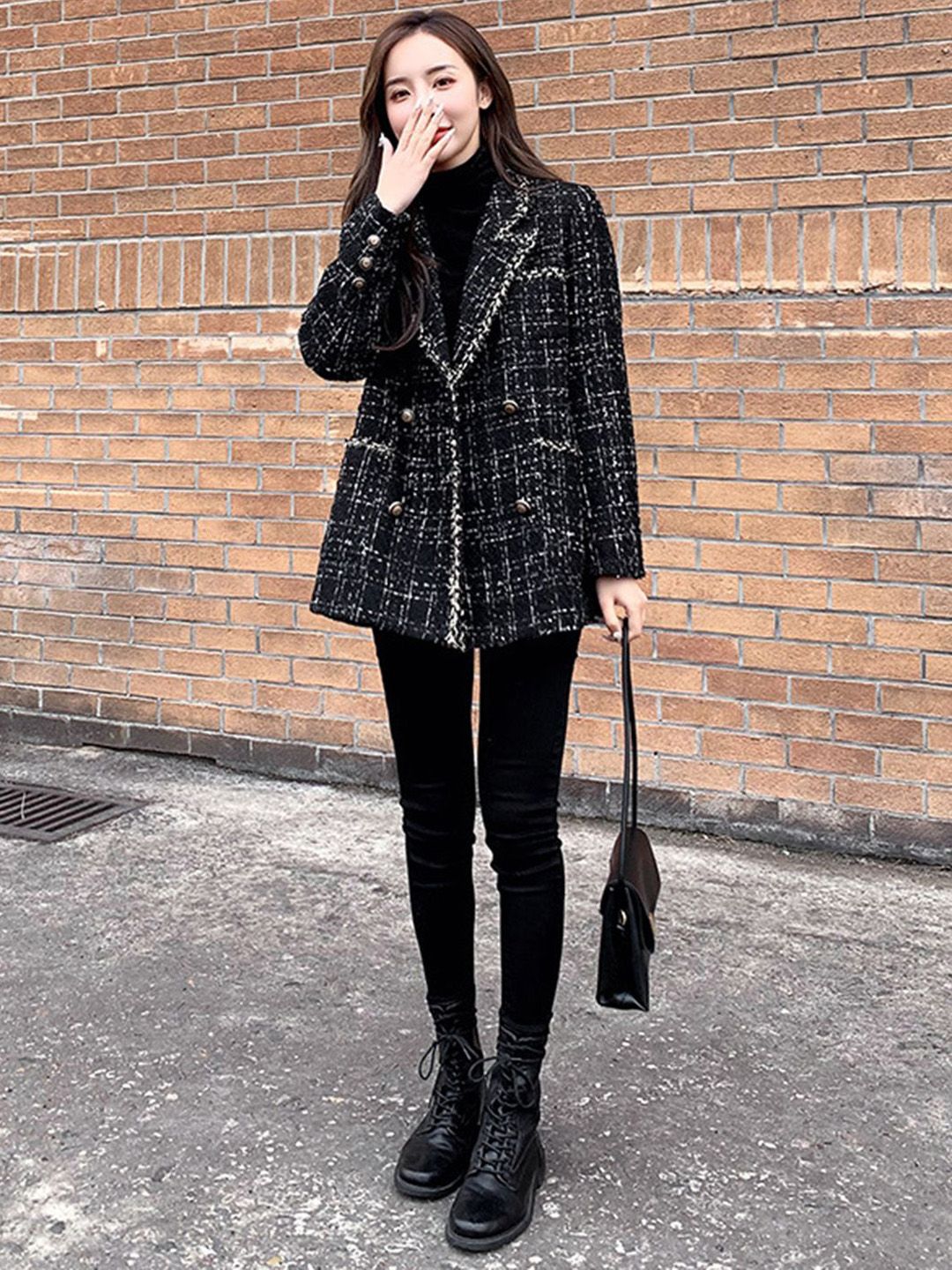 bebe Women Double-Breasted Notched Lapel Overcoat Coats-picture-13