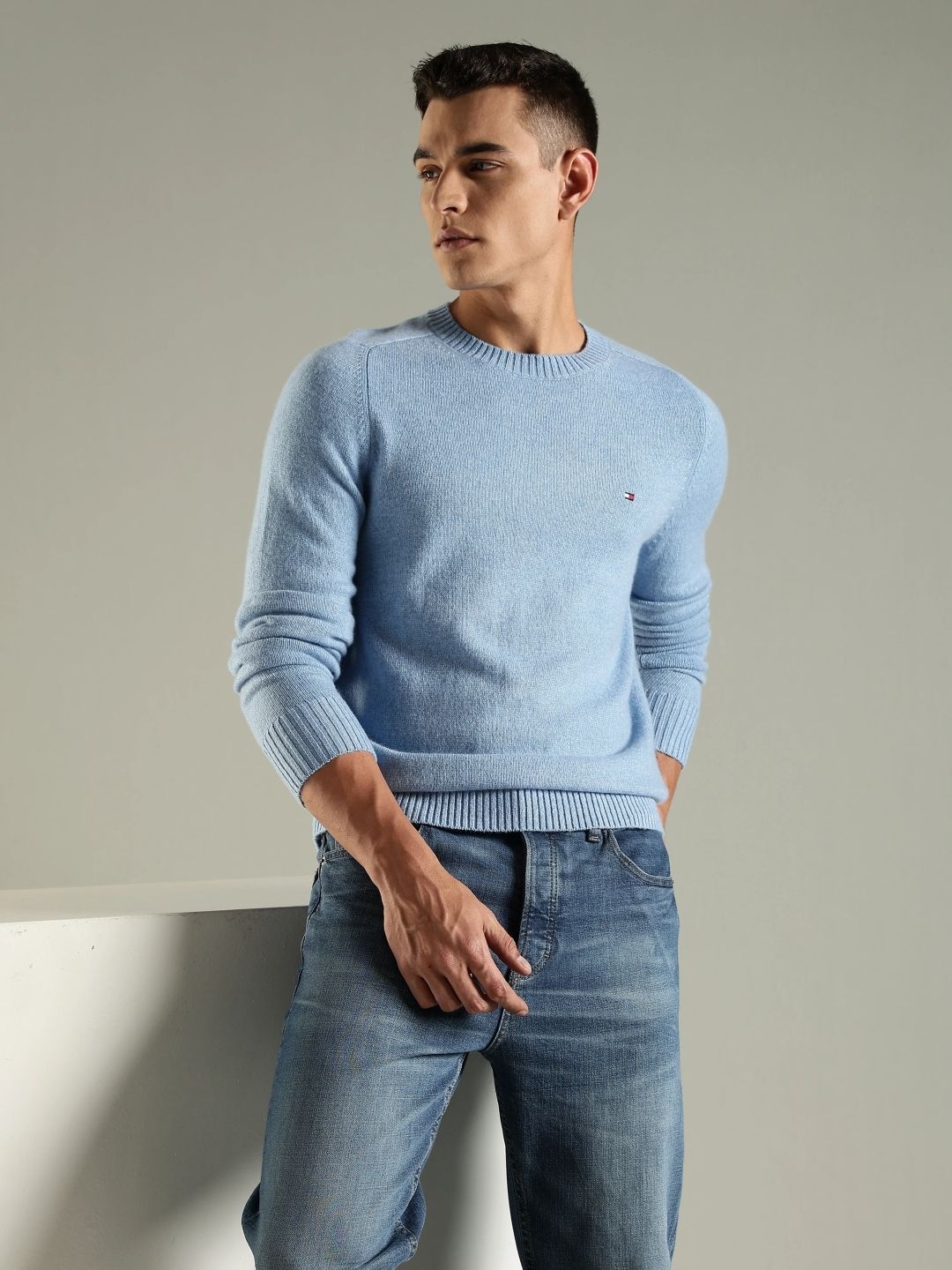 Tommy Hilfiger Men's Solid Round Neck Full Sleeve Woollen Pullover-picture-26