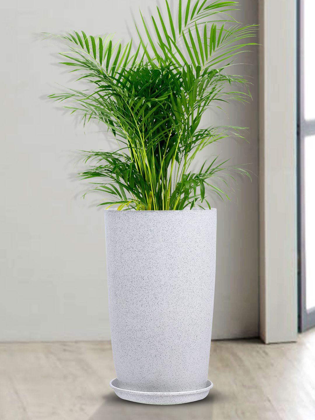 Kuber Industries White Marble Emerald Flower Pot