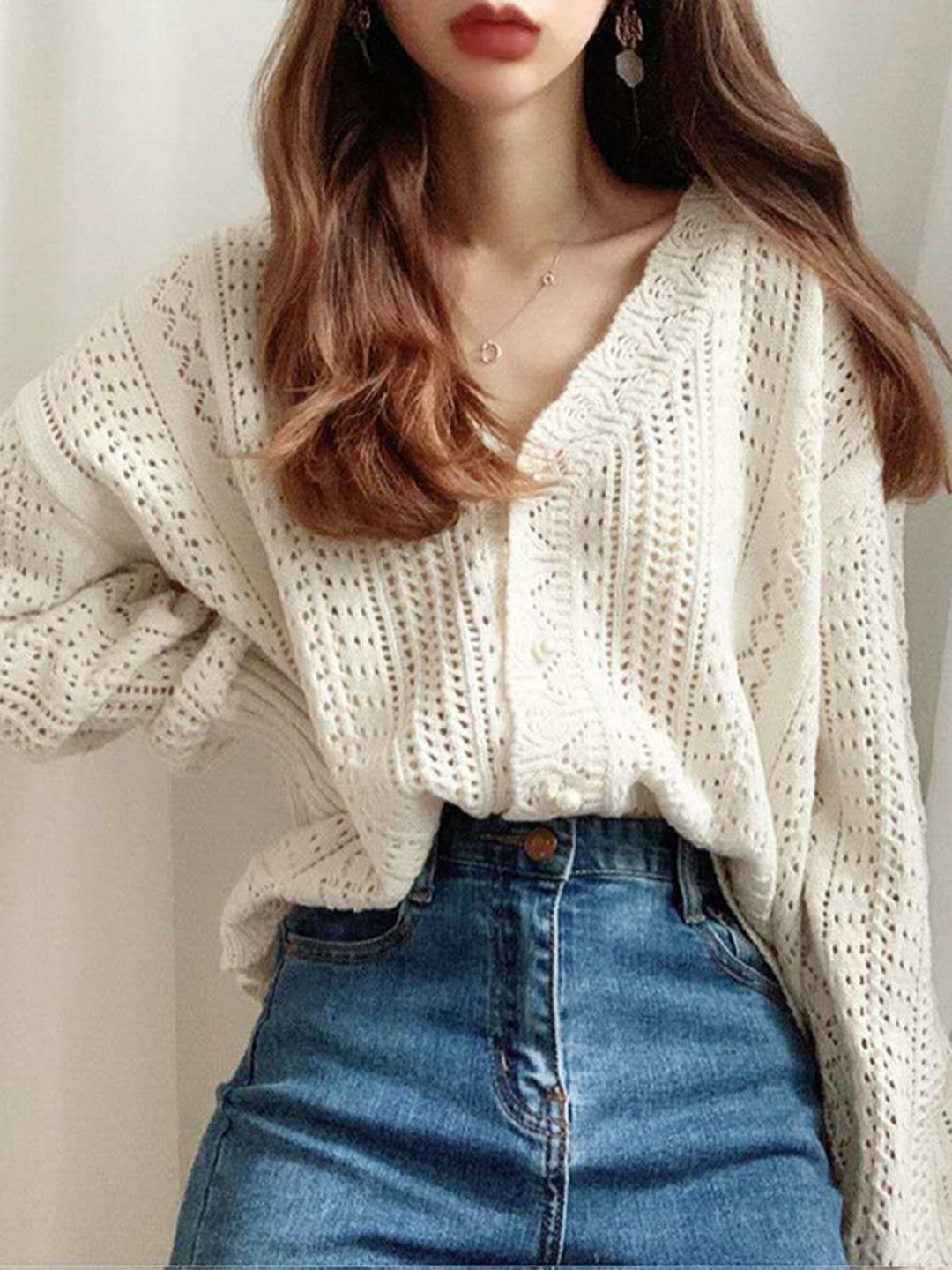 bebe Women Self Design Long Sleeve V-Neck Cotton Cardigan-picture-22