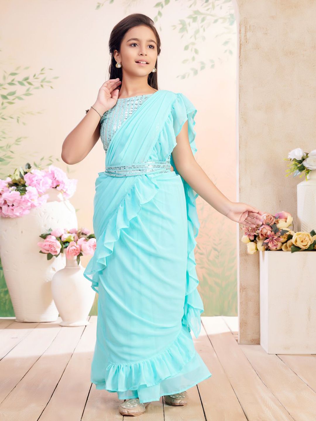 BAESD Girls Lehenga Banarasi Saree-picture-13